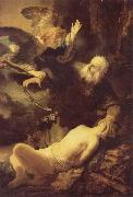 REMBRANDT Harmenszoon van Rijn, The Angel Stopping Abraham from Sacrificing Isaac to God